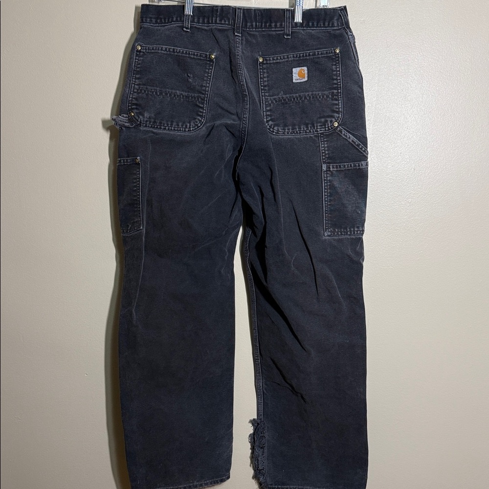 Mens Carhartt B01-BLK Logger Loose Fit Denim Jeans 36x32 Made in USA - Picture 2 of 5